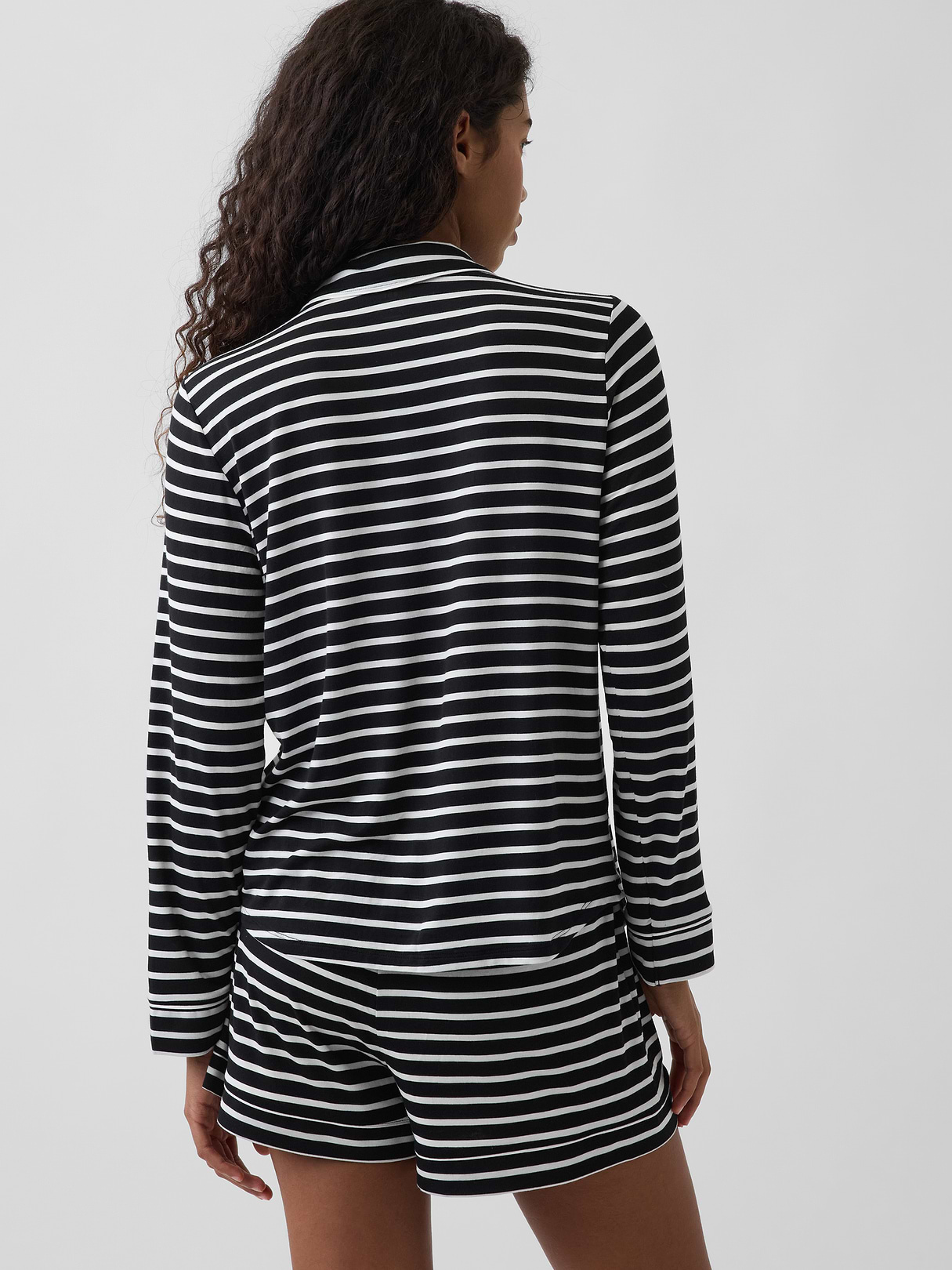 SoftMade Modal PJ Top - Black & white stripe