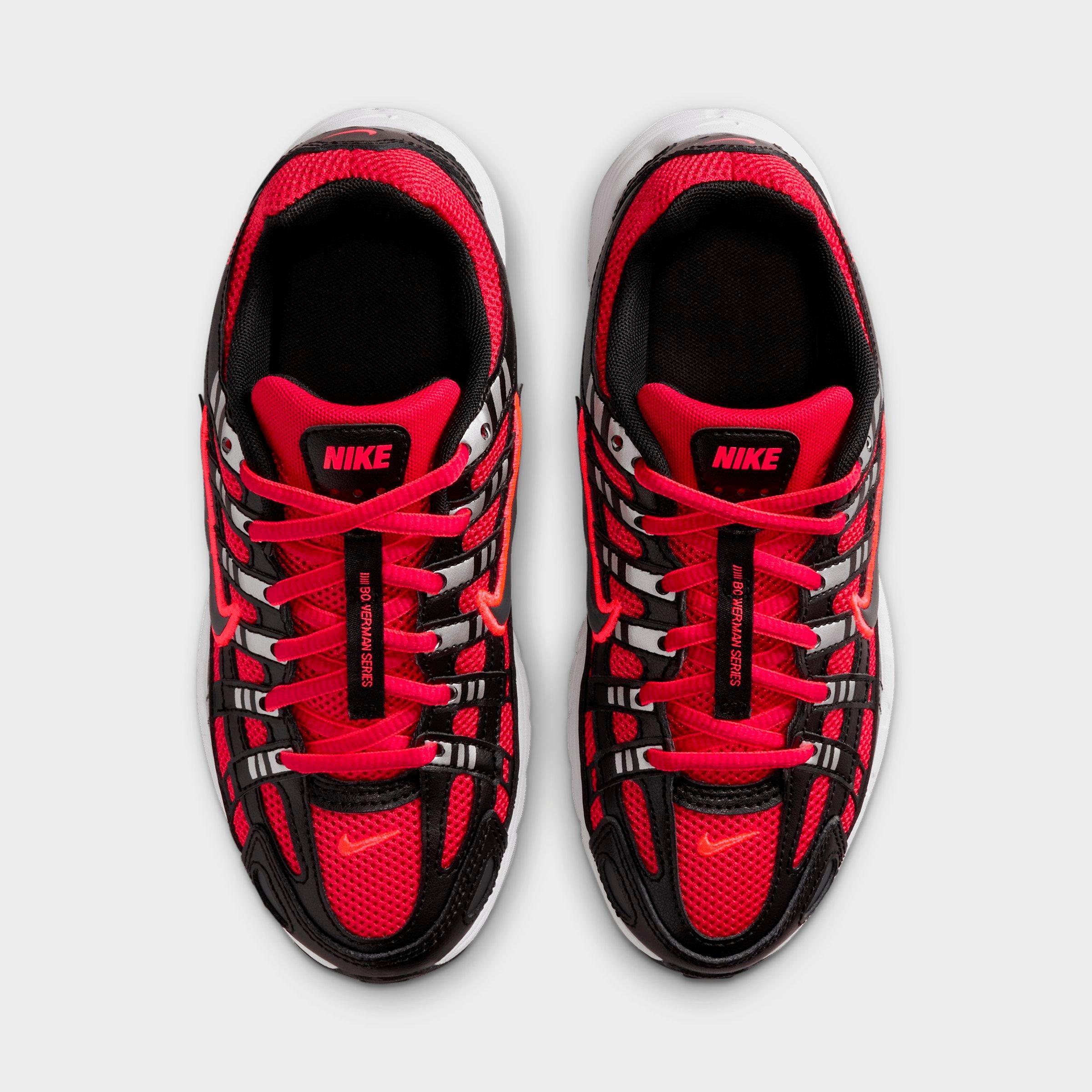 Big Kids' Nithtke P-6000 Casual Shoes - University Red/Metallic Silver/Dark Smoke Grey/Black - Top view