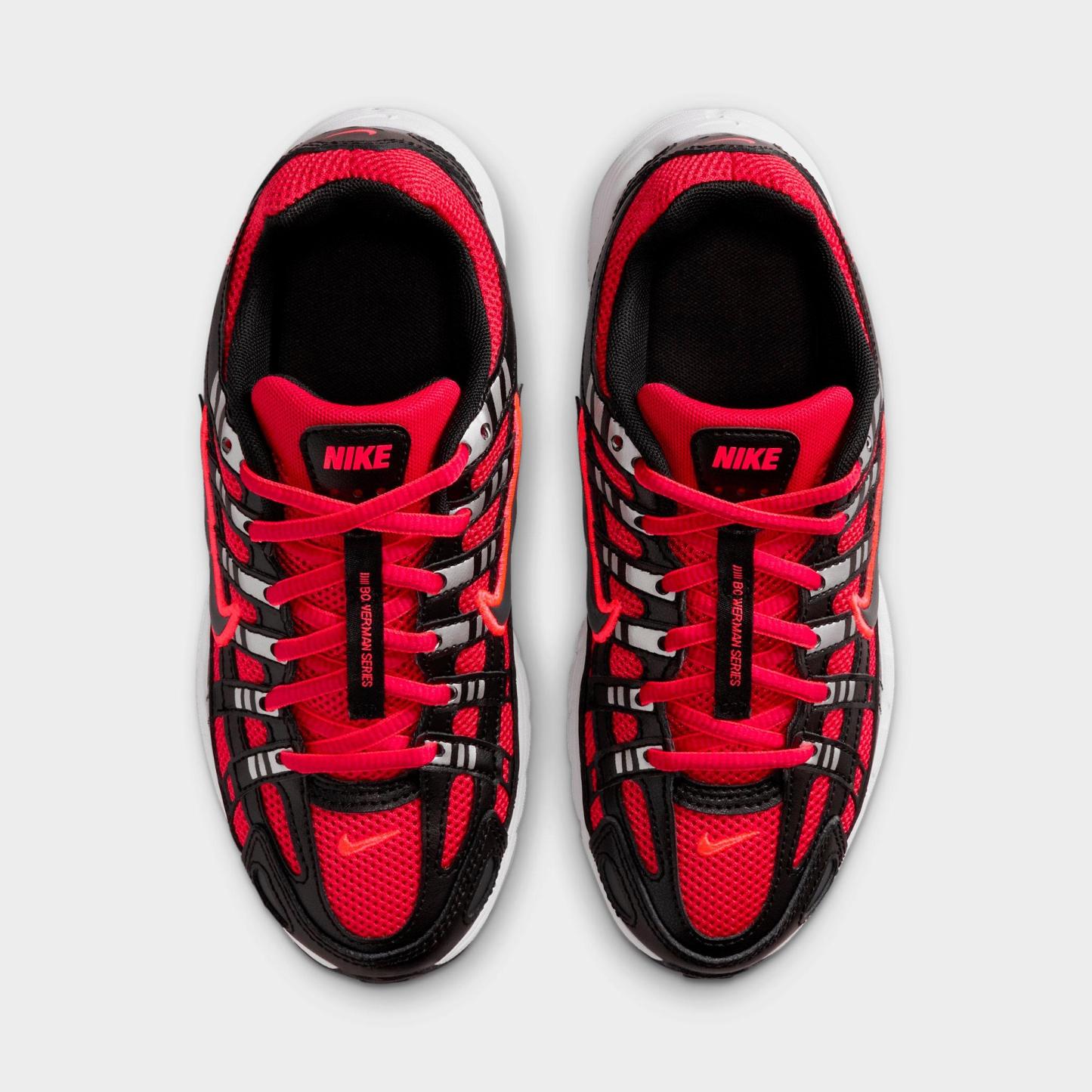 Big Kids' Nithtke P-6000 Casual Shoes - University Red/Metallic Silver/Dark Smoke Grey/Black - Top view