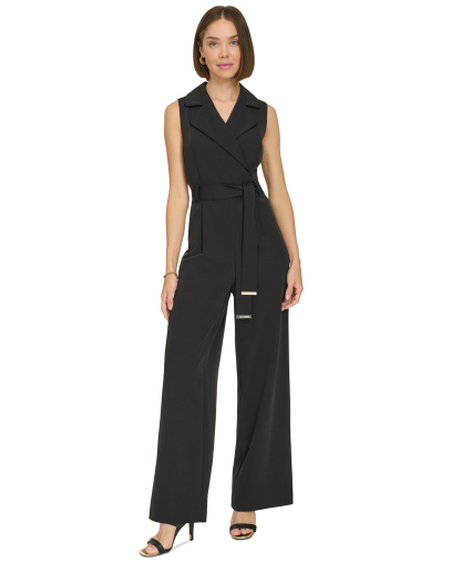Tommy Hilfiger Women's Sleeveless Belted Jumpsuit - Black