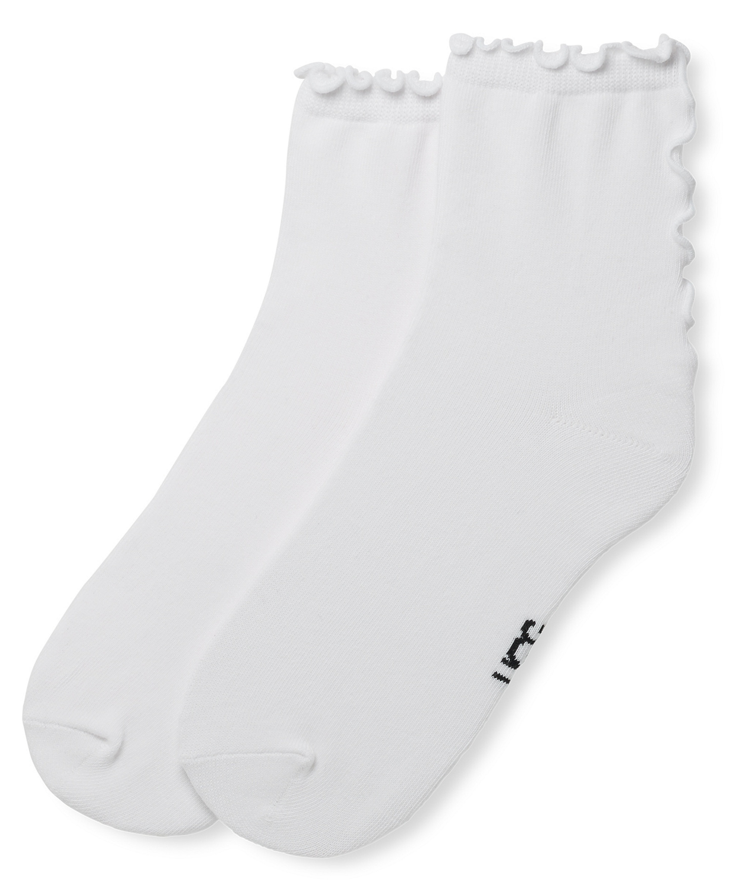 UGG Women's Karsyn Lettuce Edge Quarter Logo Socks - White Ruffle