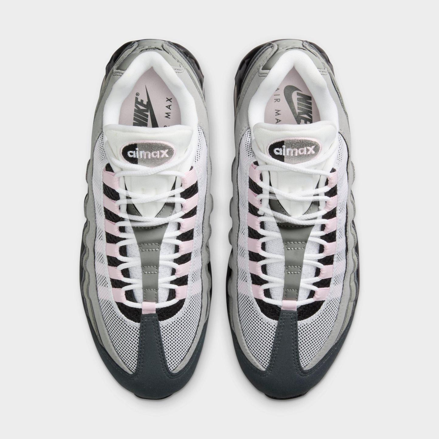 Women's Nithtke Air Max 95 Big Bubble Casual Shoes - Part 1 - Black/Pink Foam/White/Reflective Silver - Top view