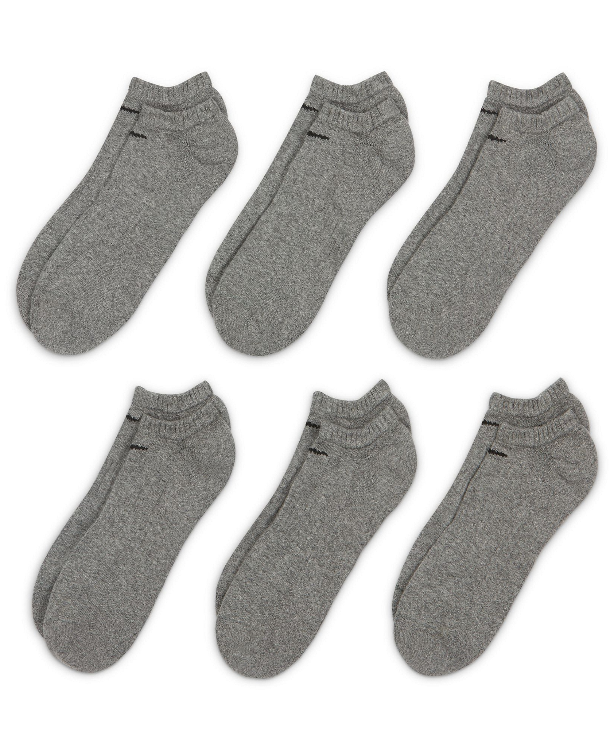 Nike Unisex Everyday Cushioned Training No-Show Socks, 6-Pack - Carbon Heather/Black