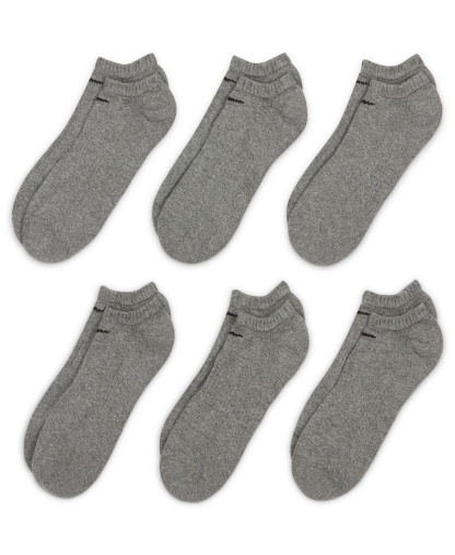 Nike Unisex Everyday Cushioned Training No-Show Socks, 6-Pack - Carbon Heather/Black