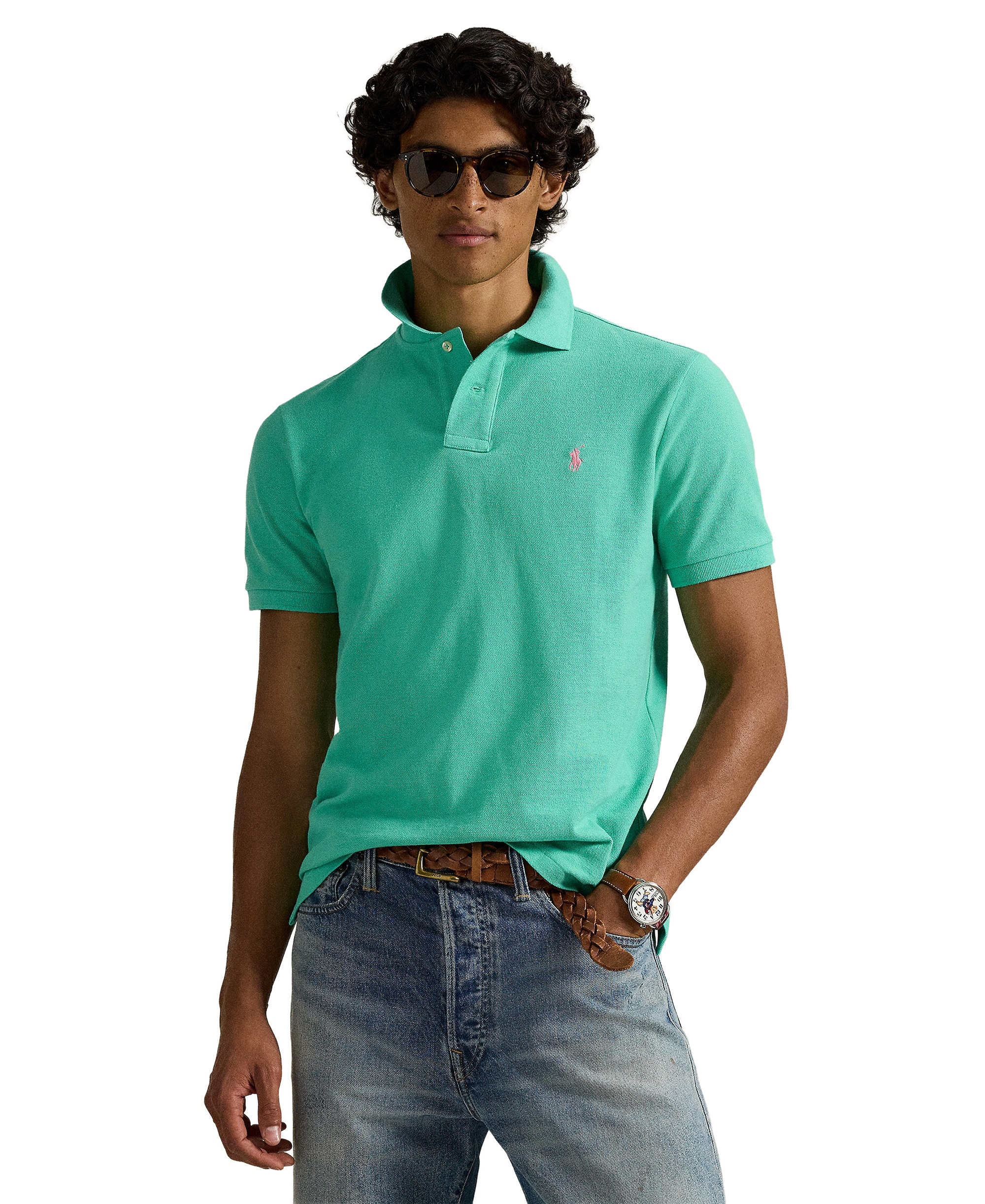 Polo Ralph Lauren Men's Custom Slim-Fit Mesh Polo Shirt - Sunset Green