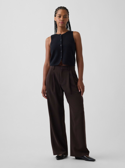 Curvy 365 High Rise Pleated Trousers - Terra brown