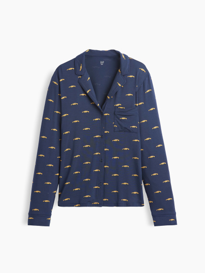 SoftMade Modal PJ Top - Blue taxi print