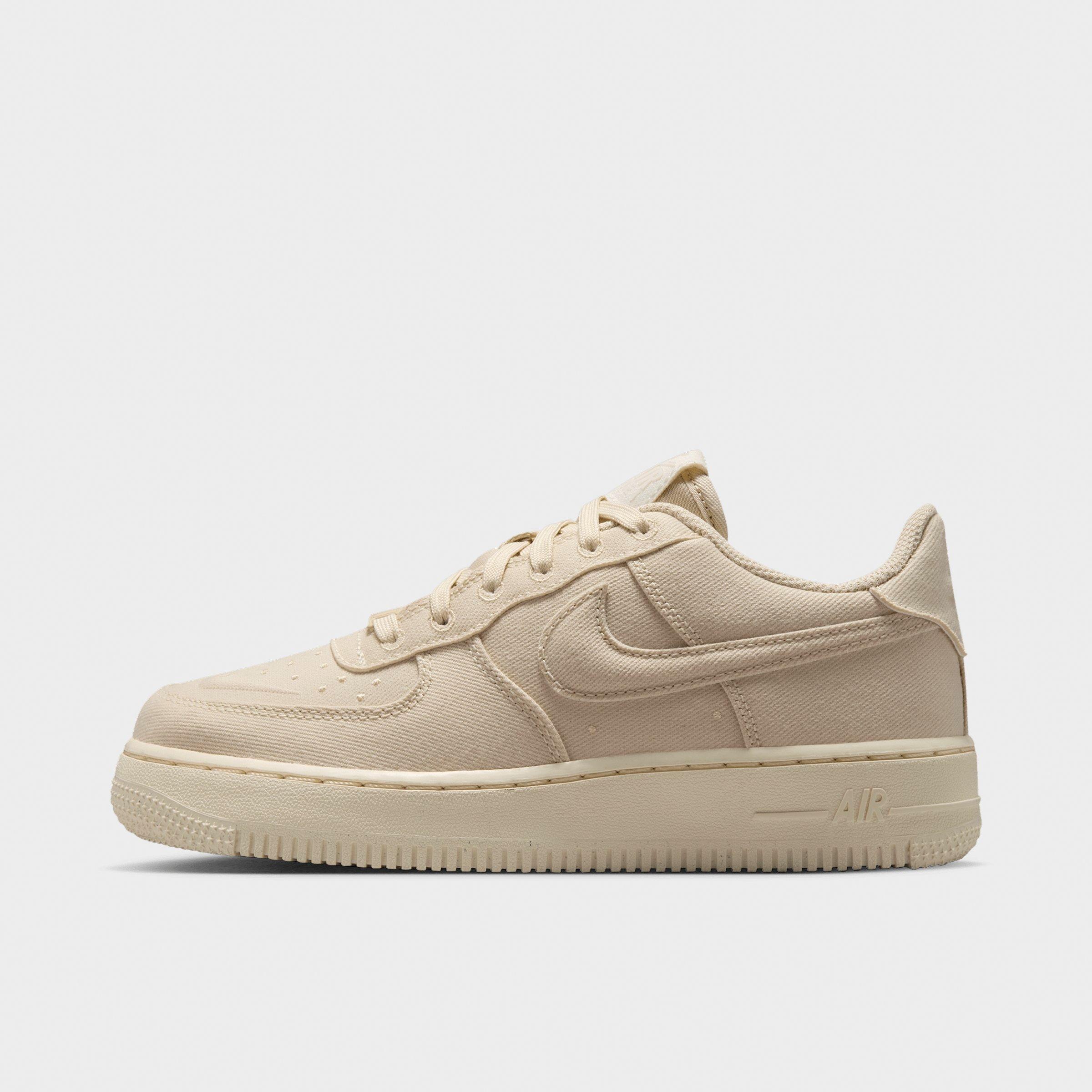 Big Kids' Nithtke Air Force 1 Low Casual Shoes - Beach/Coconut Milk/Sail/Beach - Left shoe facing left. Outside of the shoe.