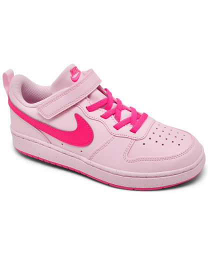 Nike Little Kids Court Borough Low Recraft Fastening Strap Casual Sneakers from Finish Line - Pink