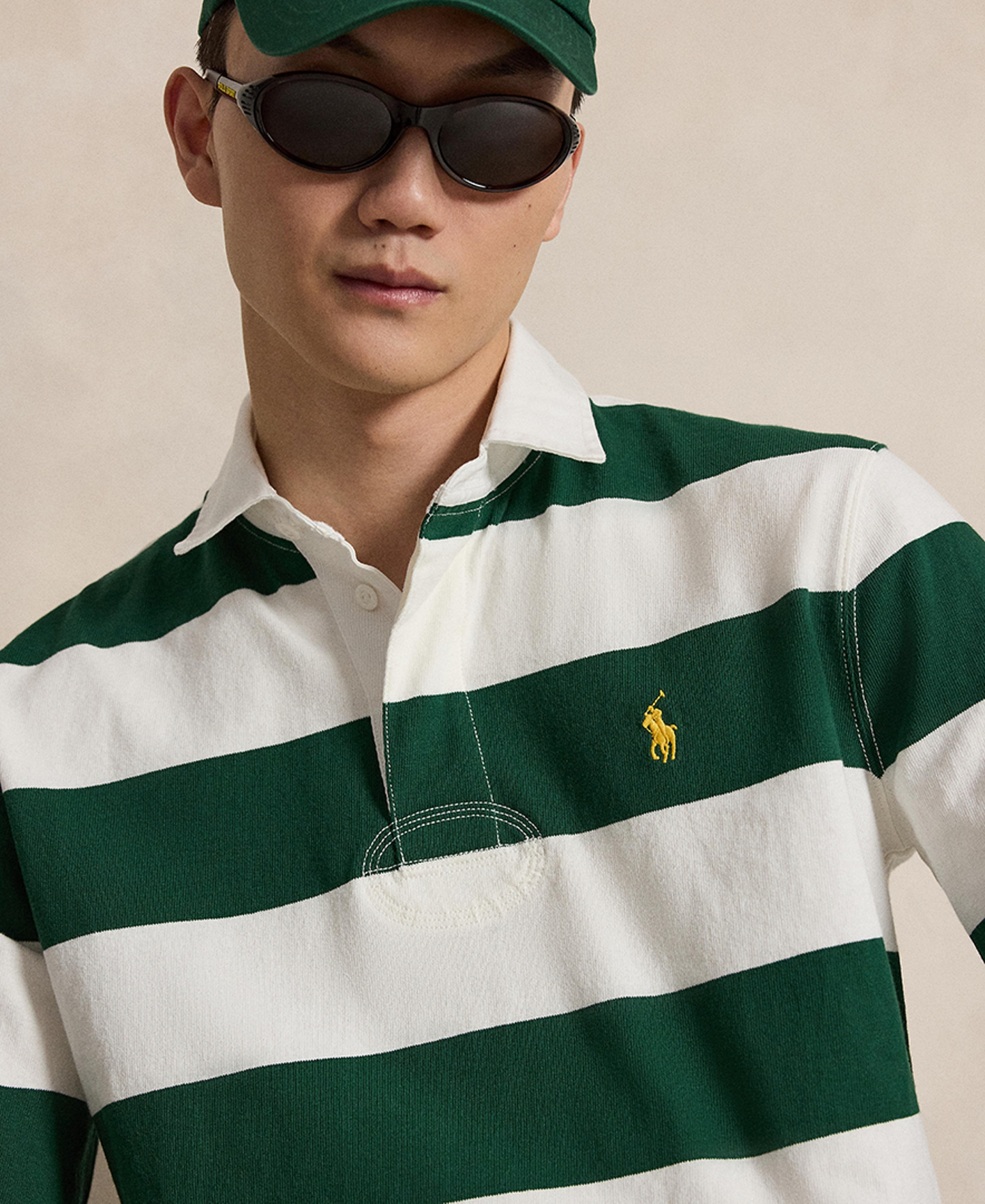 Polo Ralph Lauren Men's Iconic Rugby Classic-Fit Polo Shirt - Trophy Cream/Forest