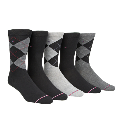 Tommy Hilfiger Men's 5-Pk. Argyle Premium Crew Socks - Black