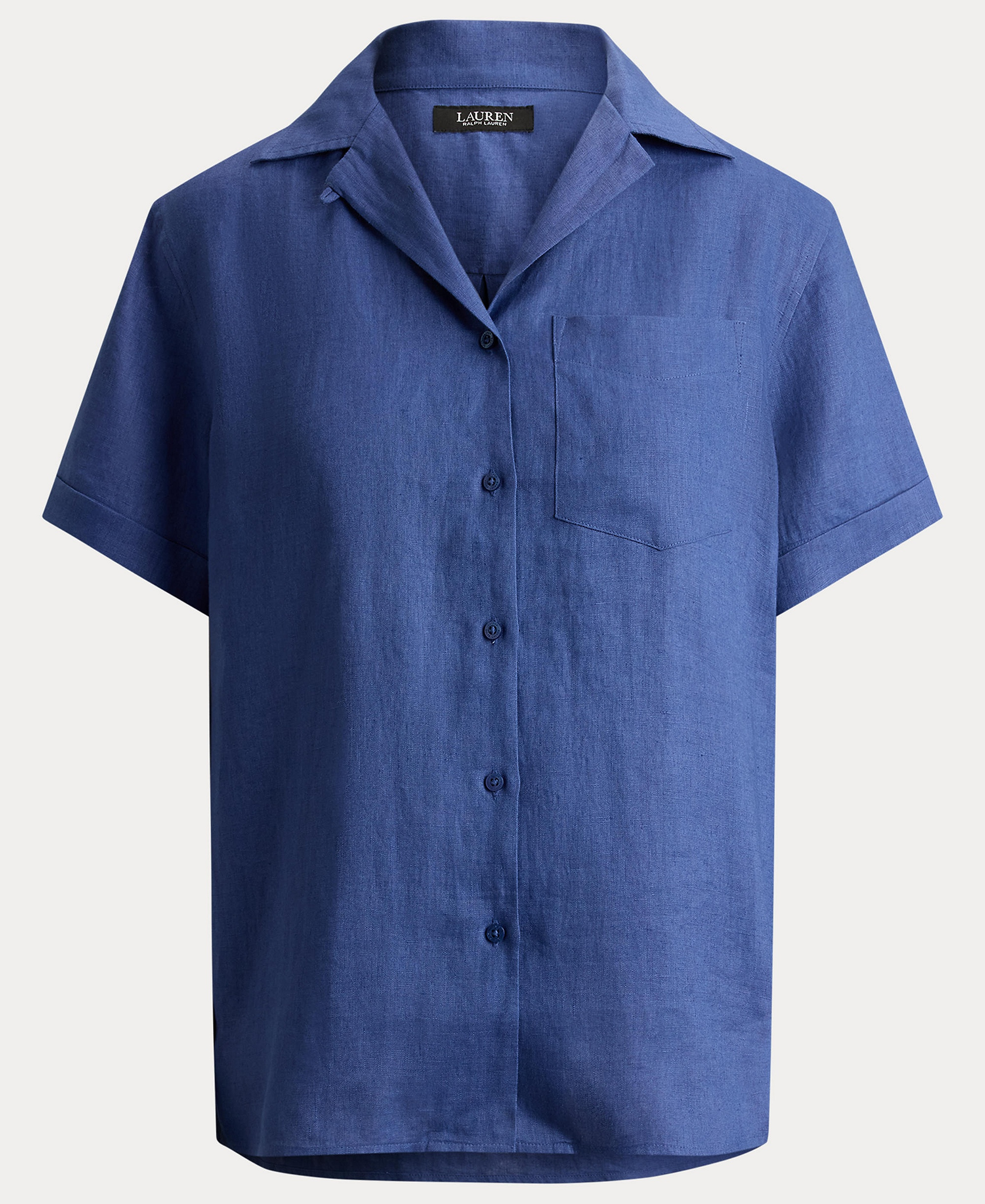 Lauren Ralph Lauren Women's Linen Short-Sleeve Camp Shirt - Inky Blue