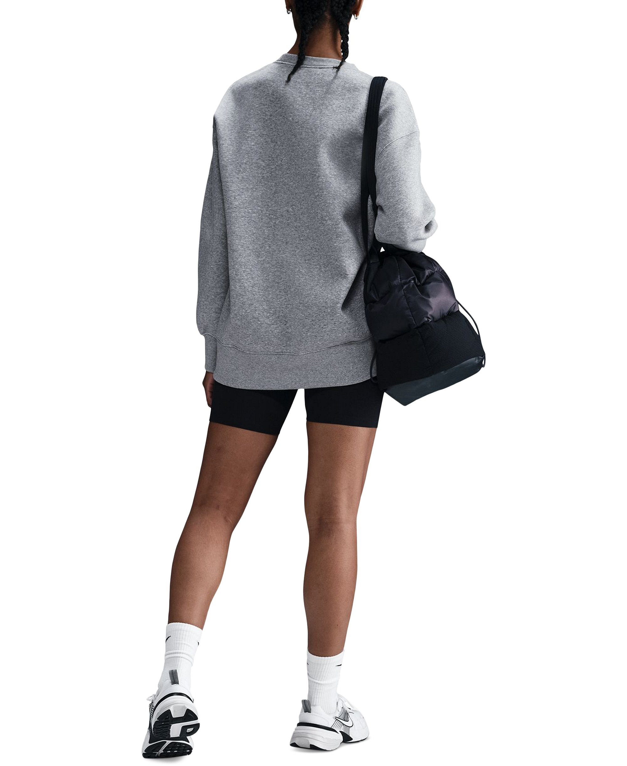 Nike Women's Sportswear Phoenix Fleece Oversized Crew Neck Sweatshirt - Dark Grey Heather/Sail