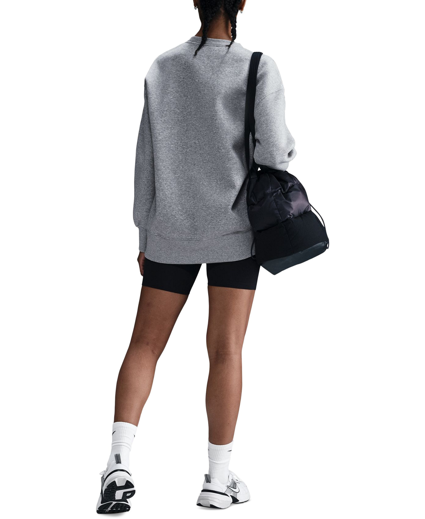 Nike Women's Sportswear Phoenix Fleece Oversized Crew Neck Sweatshirt - Dark Grey Heather/Sail