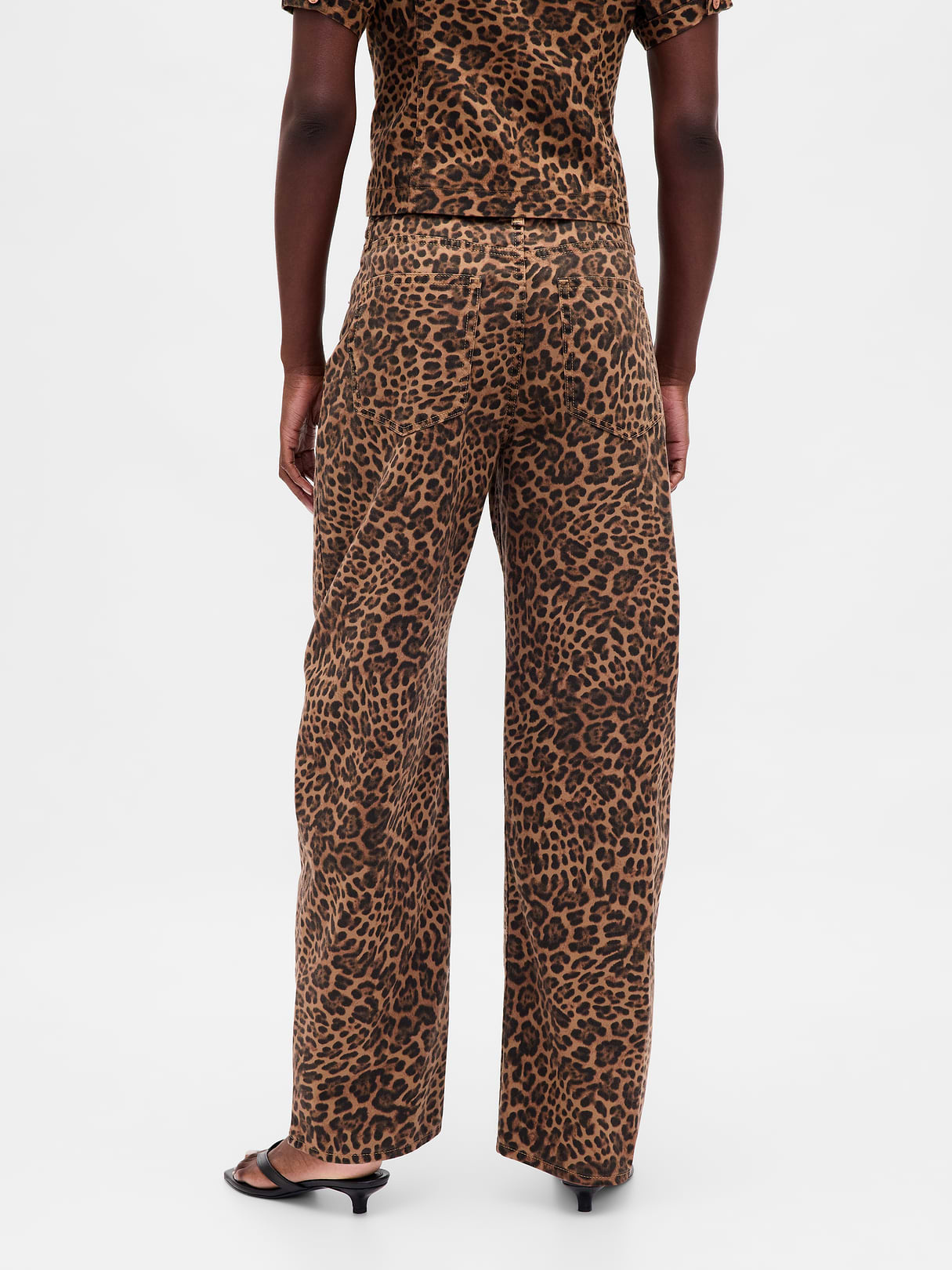 High Rise Barrel Jeans - Leopard brown