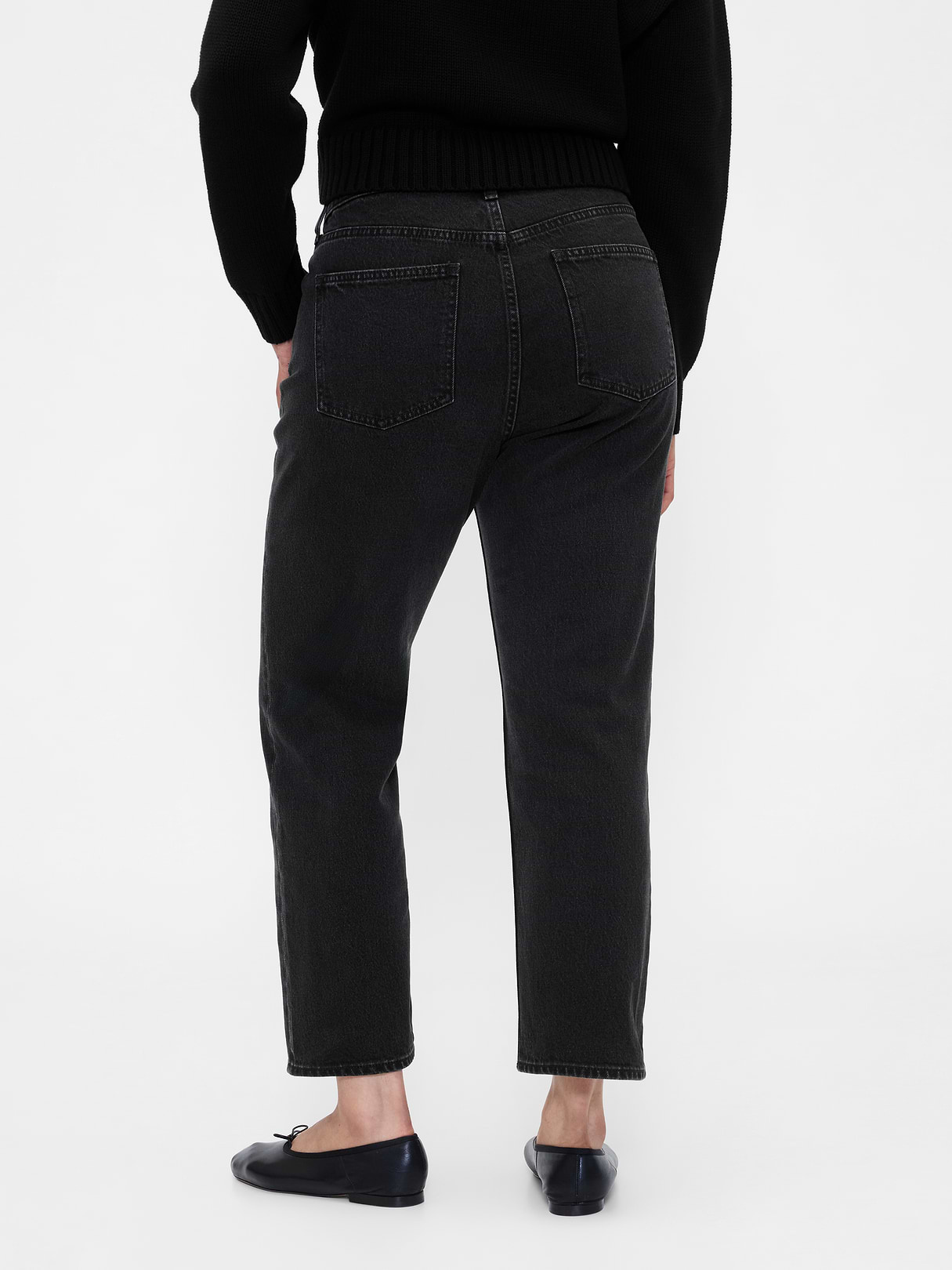 High Rise ’90s Slim Straight Crop Jeans - Black