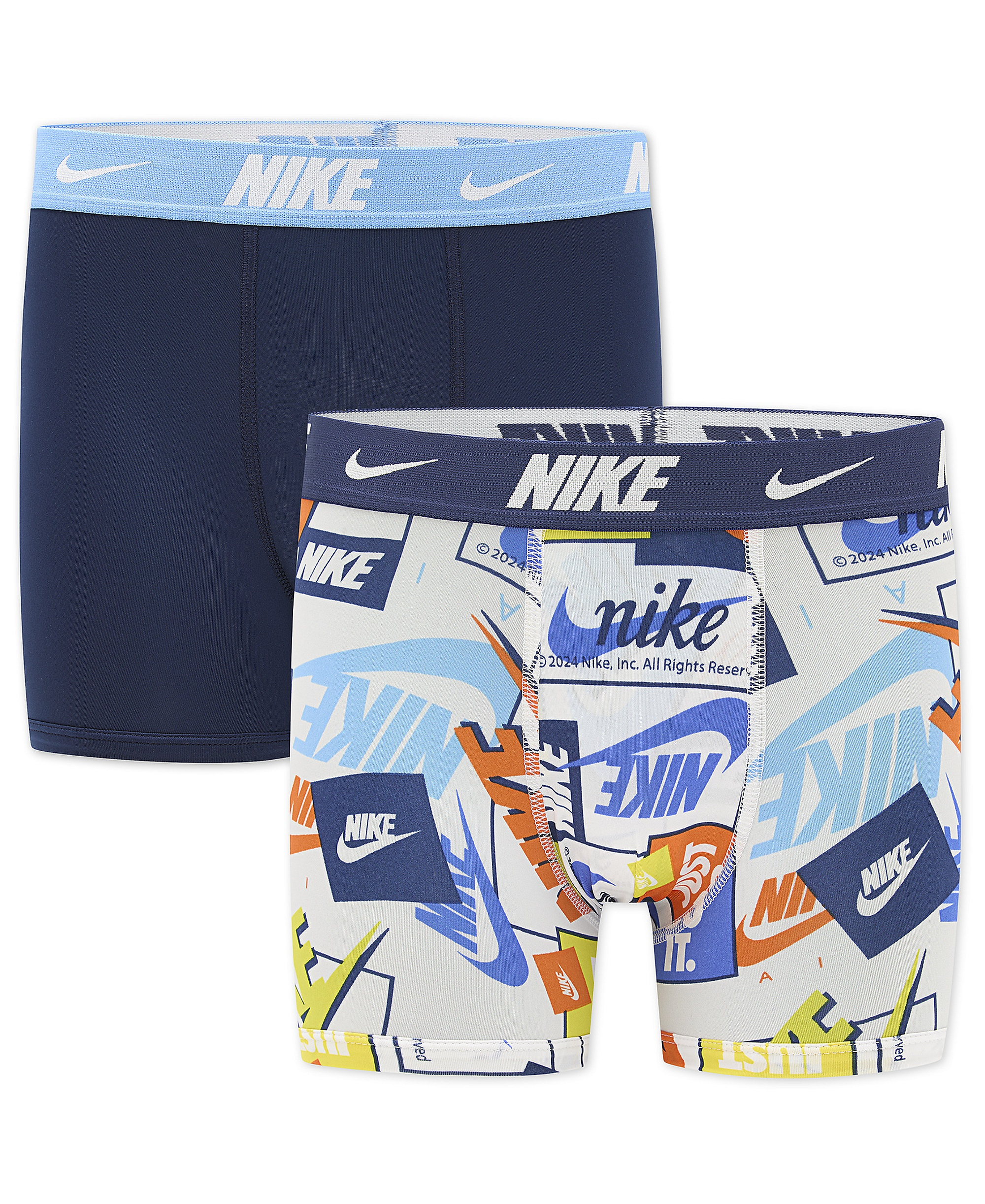 Nike Boys' 8-20 Printed Boxer Briefs, 2-Pack - White/Navy