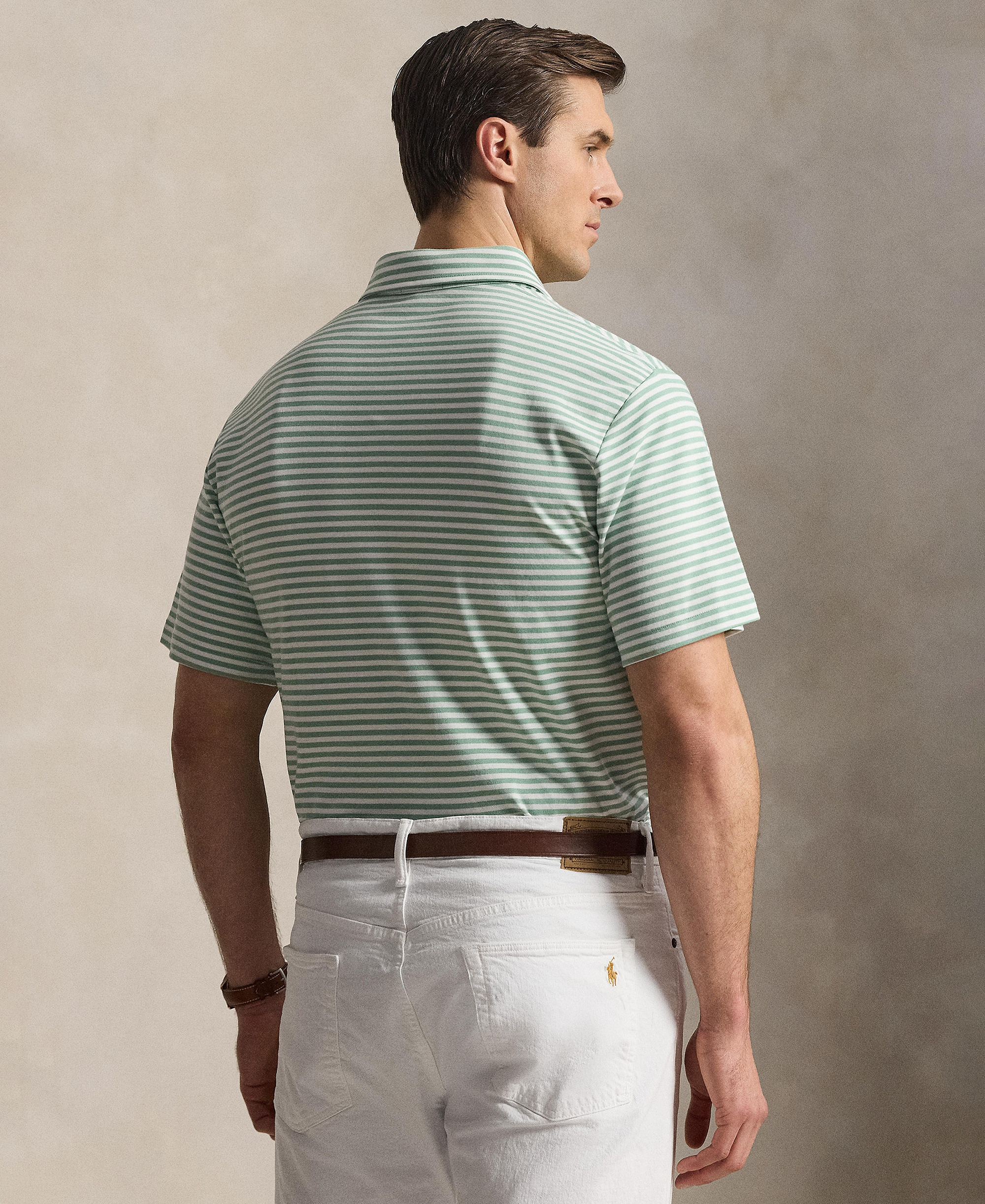 Polo Ralph Lauren Men's Big & Tall Striped Polo Shirt - Faded Mint/White