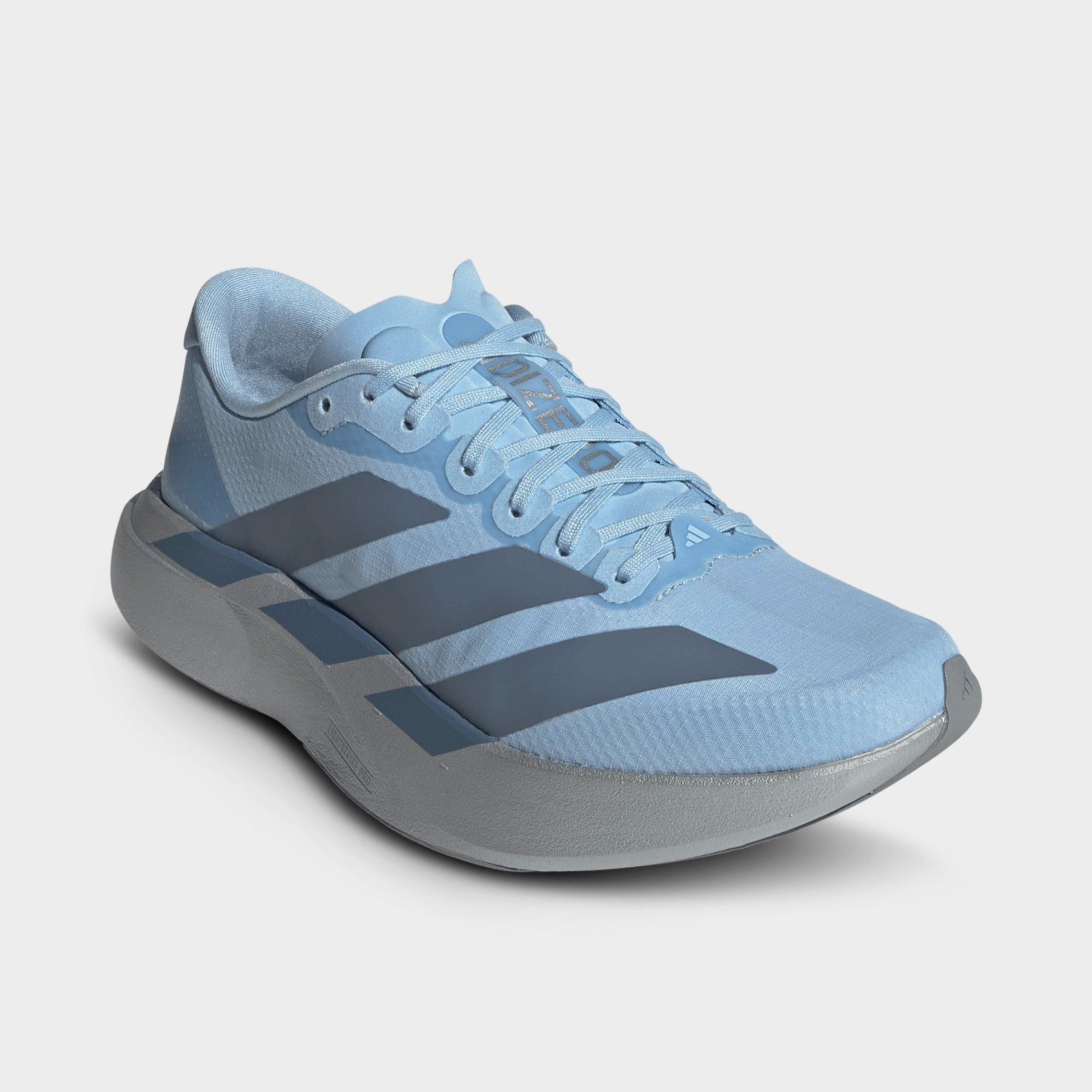 Women's adidas Adizero EVO SL Woven Running Shoes - Part 1 - Clear Sky/Grey Two/Silver Metallic - Both shoes facing left