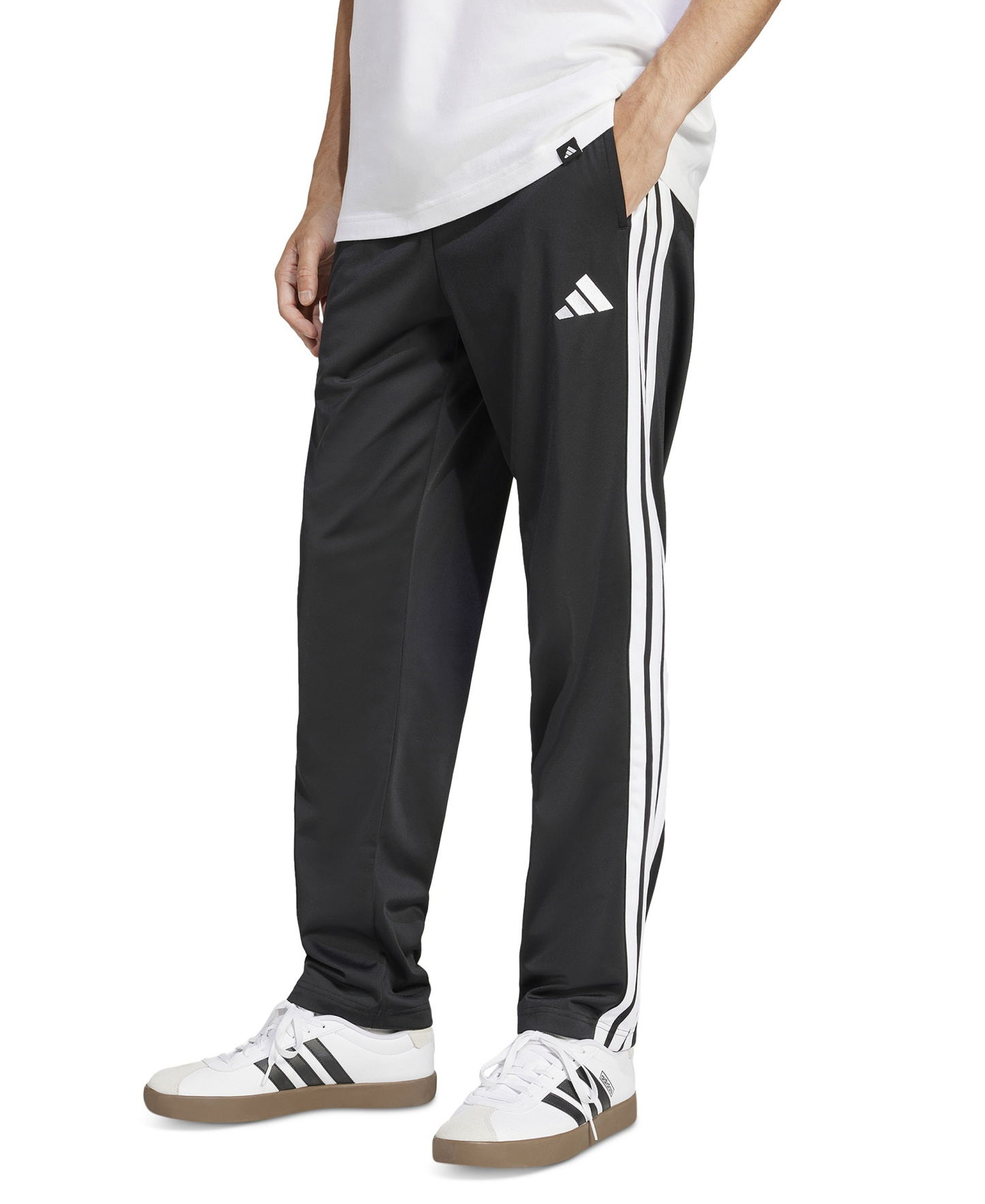 adidas Men's 3-Stripes Regular Open Hem Track Pants - Black