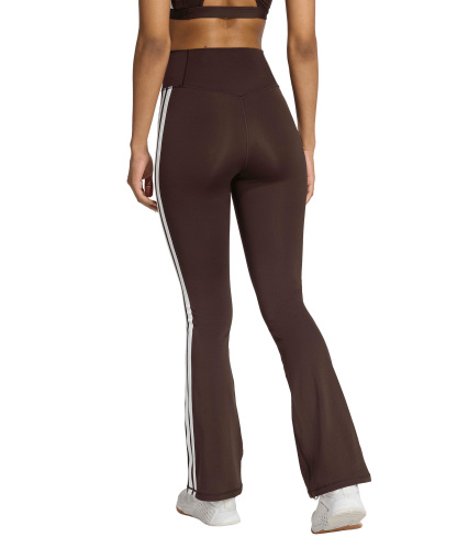 adidas Women's Optime Essentials 3-Stripes Flared Leggings - Aurora Coffee/White