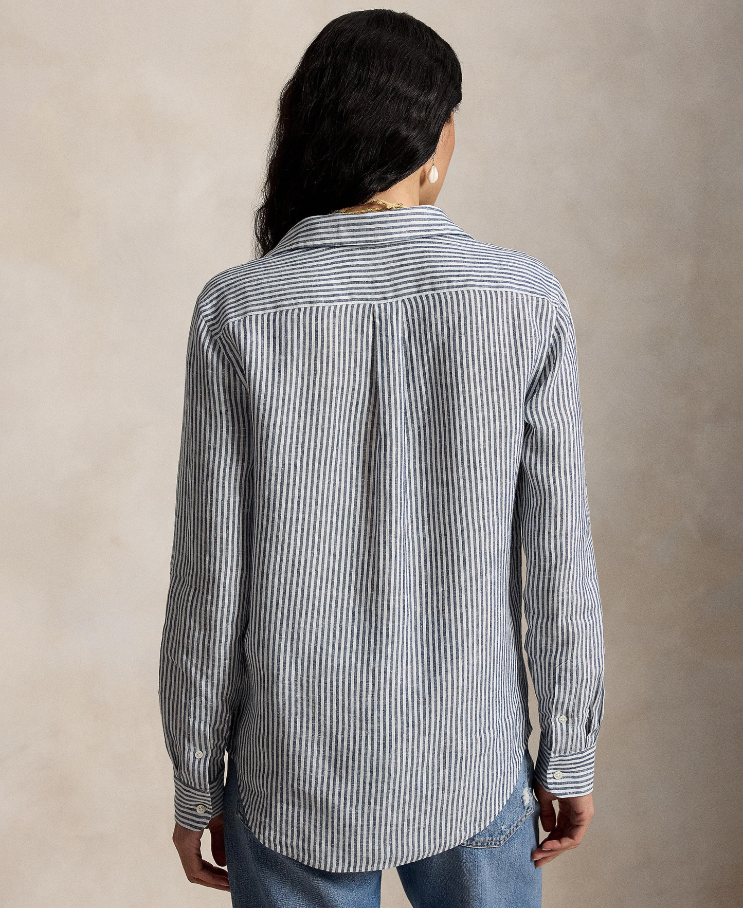 Polo Ralph Lauren Women's Classic-Fit Striped Linen Shirt - Navy/White