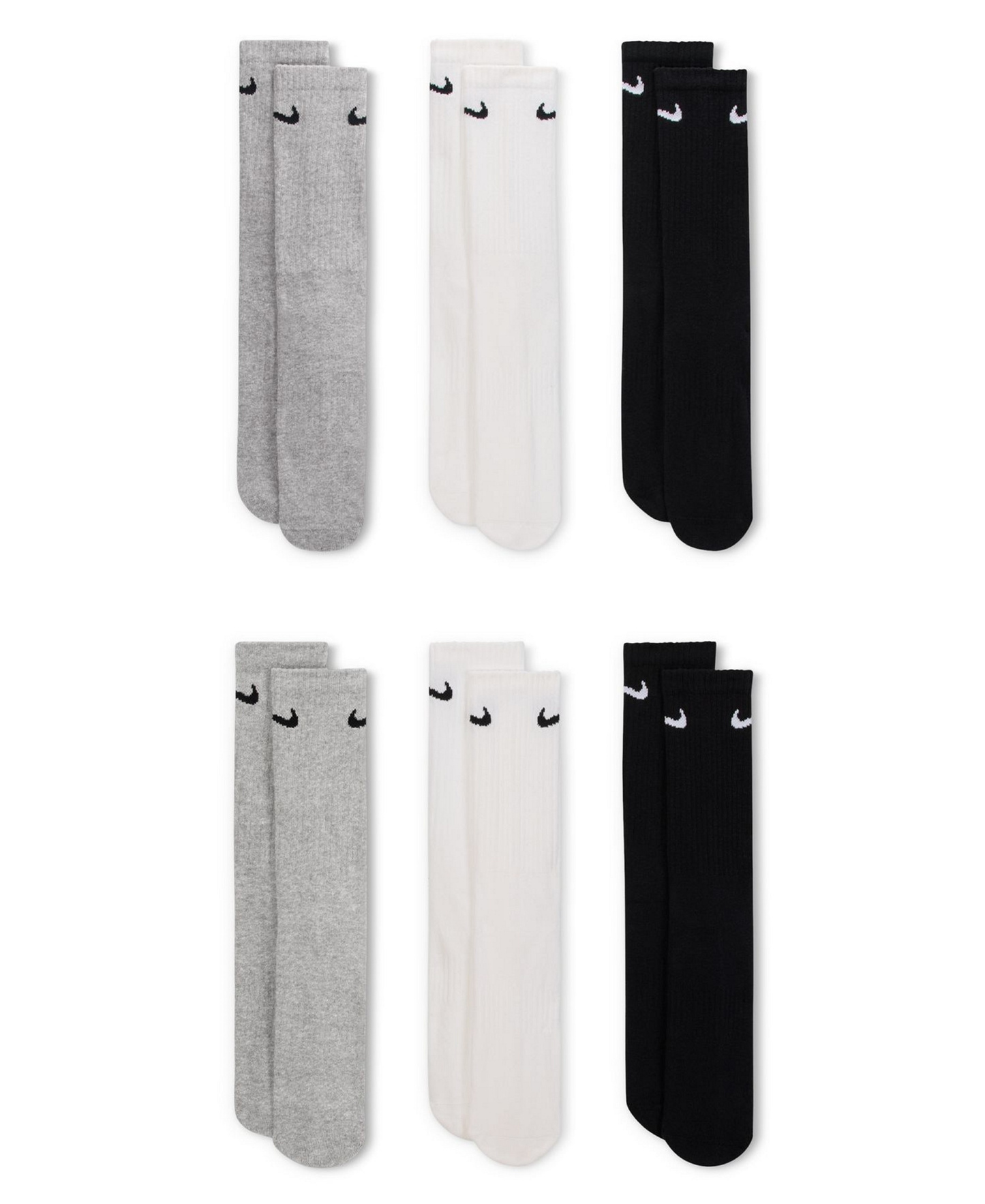 Nike Unisex Everyday Cushioned Cotton Crew Socks, 6-Pack - Multi-color