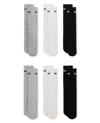 Nike Unisex Everyday Cushioned Cotton Crew Socks, 6-Pack - Multi-color