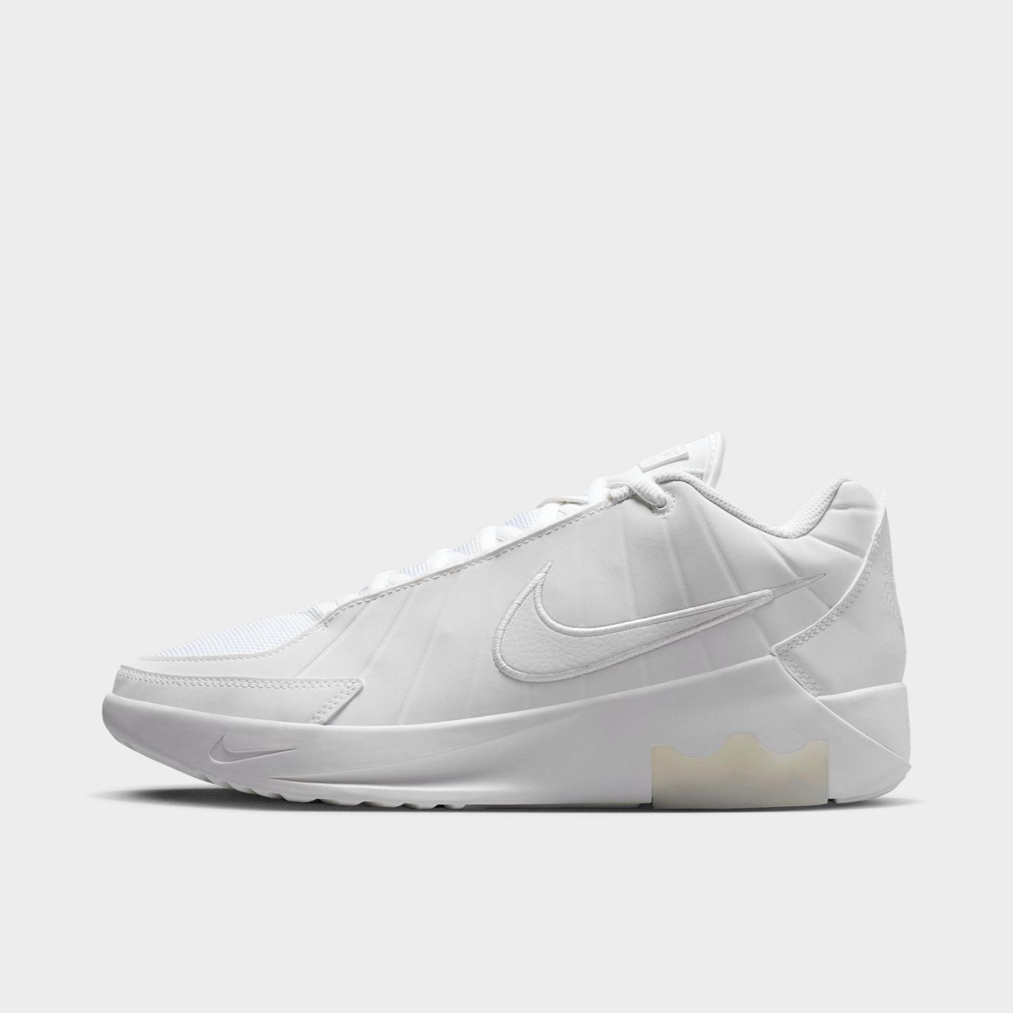 Men's Nithtke LeBron Witness 9 Basketball Shoes - White/Black/White - Left shoe facing left. Outside of the shoe.