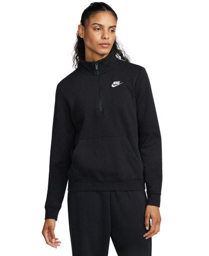 Nike Women's Sportswear Club Fleece 1/2-Zip Sweatshirt - Black/White