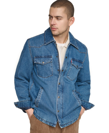 Levi's Men's Denim Filled Shacket - Medium Wash Denim