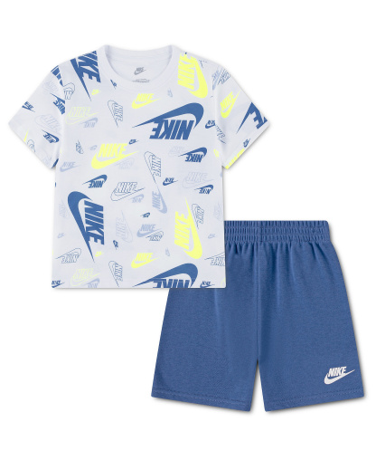 Nike Boys' and Girls' 4-7 Printed T-Shirt and Lightweight French Terry Shorts, 2-Piece Set - Star Blue