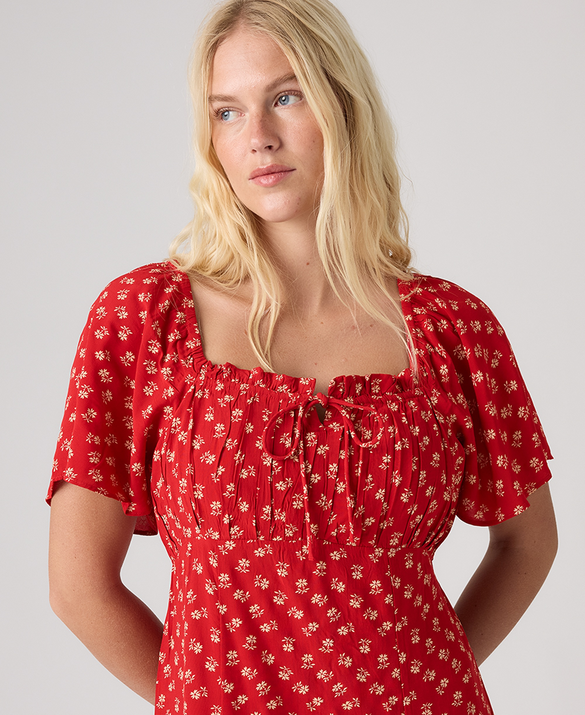 Levi's Premium Women's Amara Column Flutter-Sleeve Midi Dress - Angela Daisy Urban Red