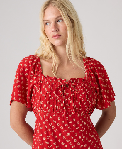 Levi's Premium Women's Amara Column Flutter-Sleeve Midi Dress - Angela Daisy Urban Red