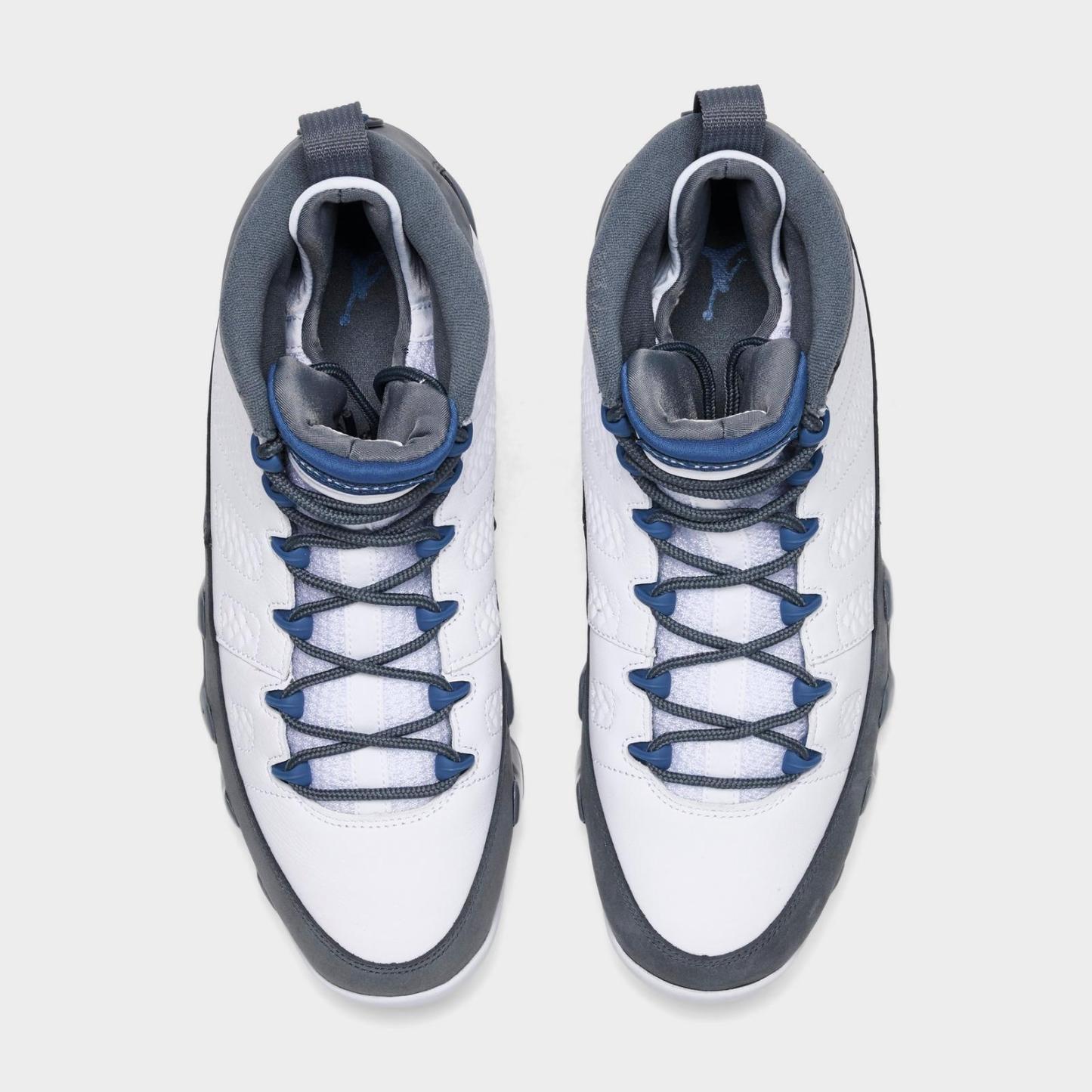 Men's Air Jordan Retro 9 Basketball Shoes - White/French Blue/Flint Grey - view 5