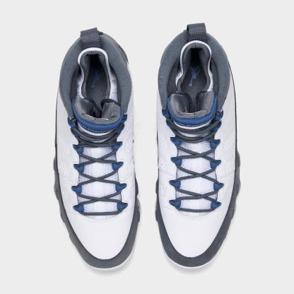 Men's Air Jordan Retro 9 Basketball Shoes - White/French Blue/Flint Grey - view 5