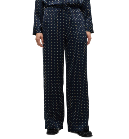 Tommy Hilfiger Women's Fluid Pull On Wide-Leg Satin Pants - Degrade Foulard Dark Blue