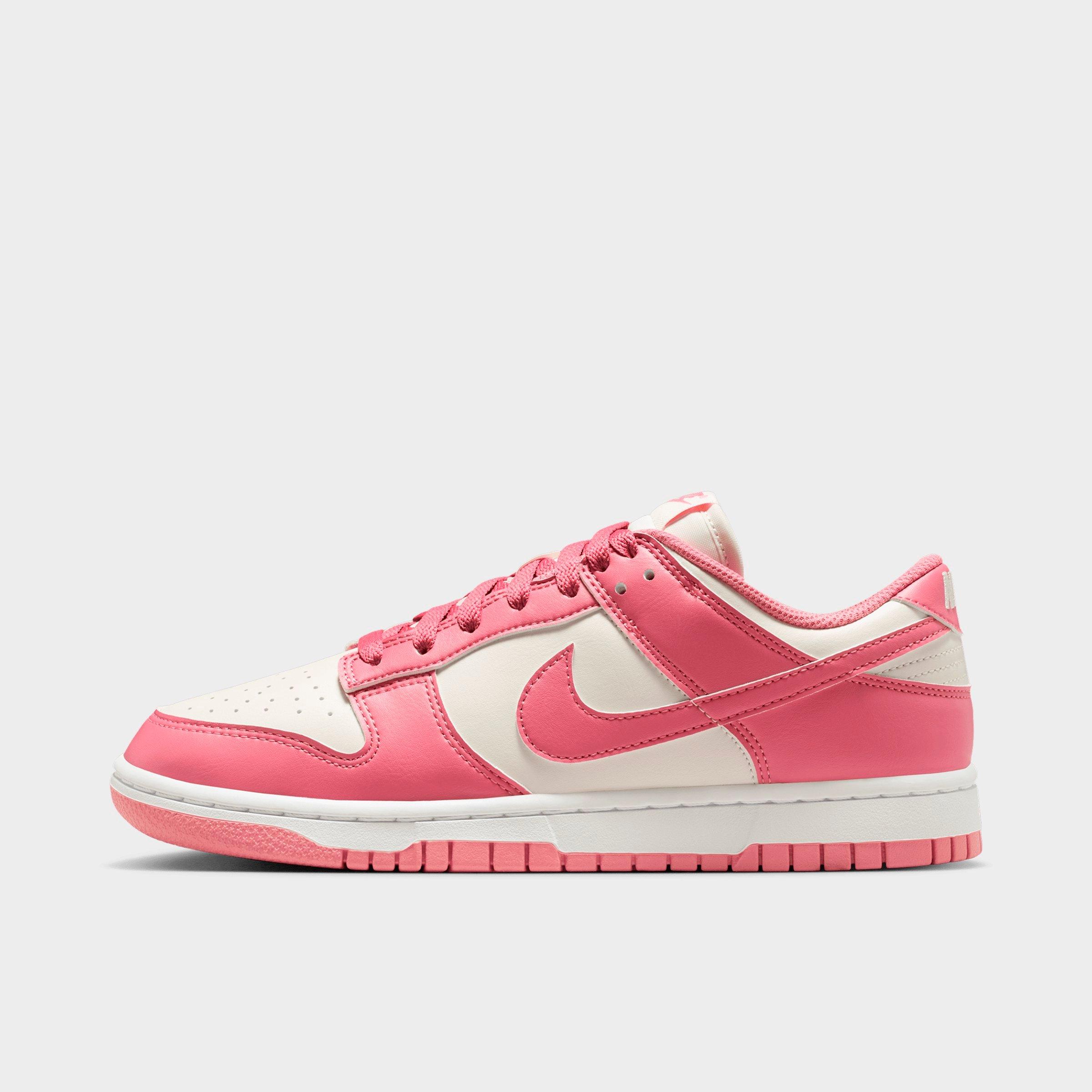 Women's Nithtke Dunk Low Retro Casual Shoes - Sail/White/Peony - Left shoe facing left. Outside of the shoe.