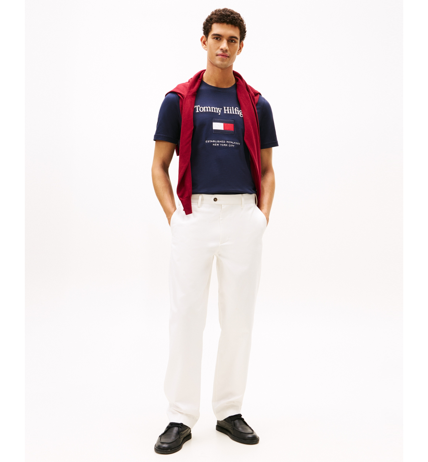Tommy Hilfiger Men's Logo Embroidered Flag T-Shirt - Desert Sky