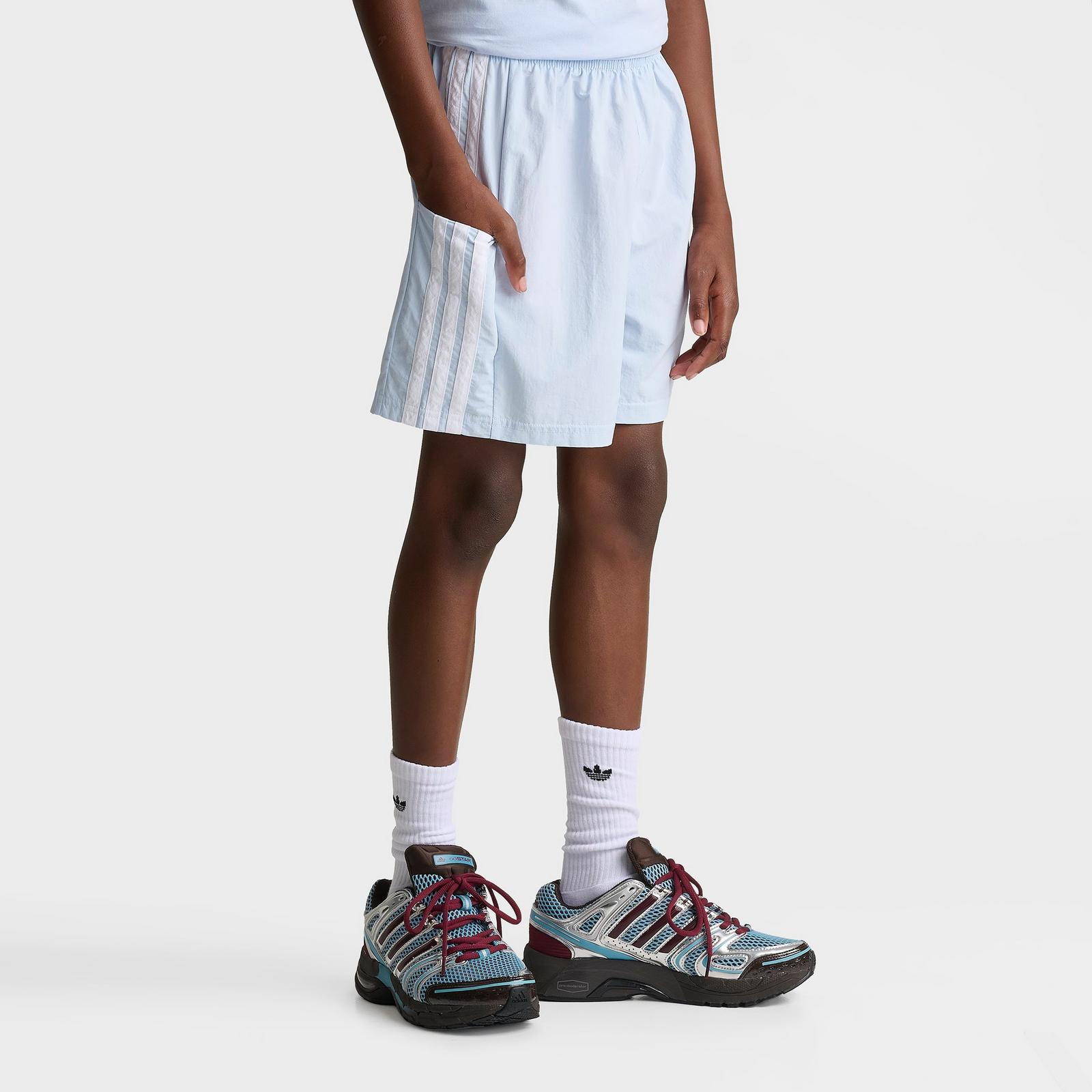 Big Kids' adidas 3-Stripes Woven Shorts - Crystal Sky - view 3