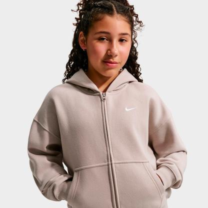 Girls' Big Kids' Nithtke Sportswear Studio Fleece Oversized Full-Zip Hoodie - Moon Particle/White