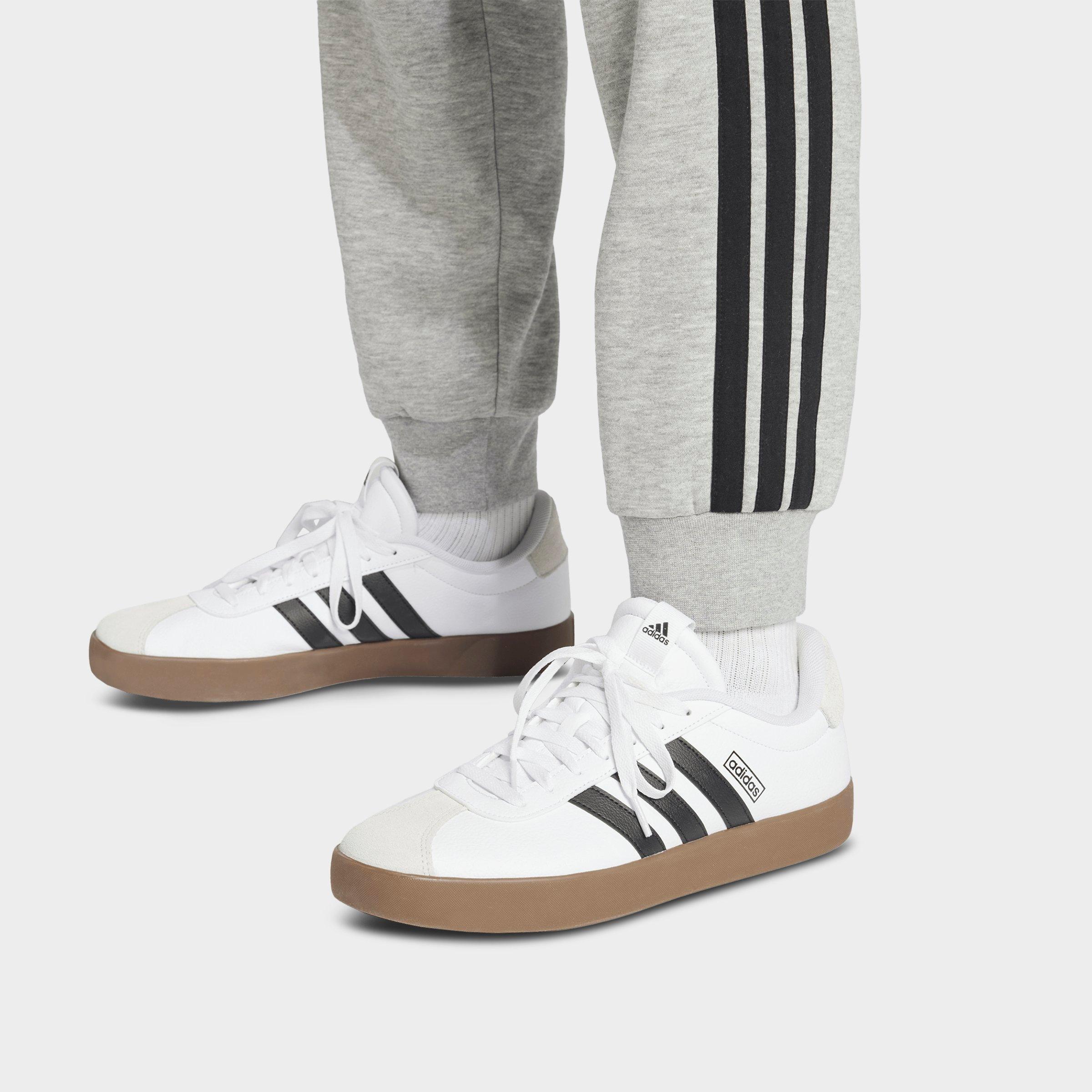 Men's adidas Essentials 3-Stripes Fleece Jogger Pants - Medium Grey Heather/Black