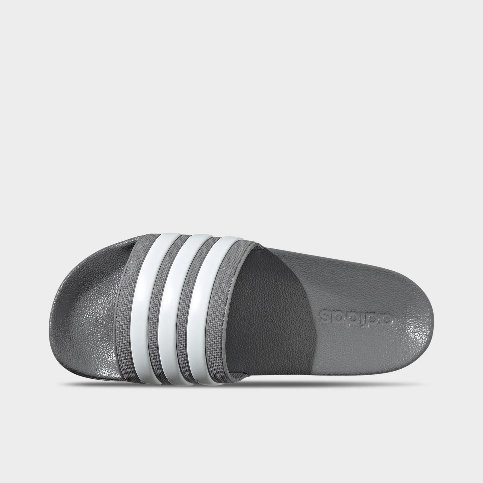 Men's adidas adilette Shower Slide Sandals - Grey/White/Grey - view 5