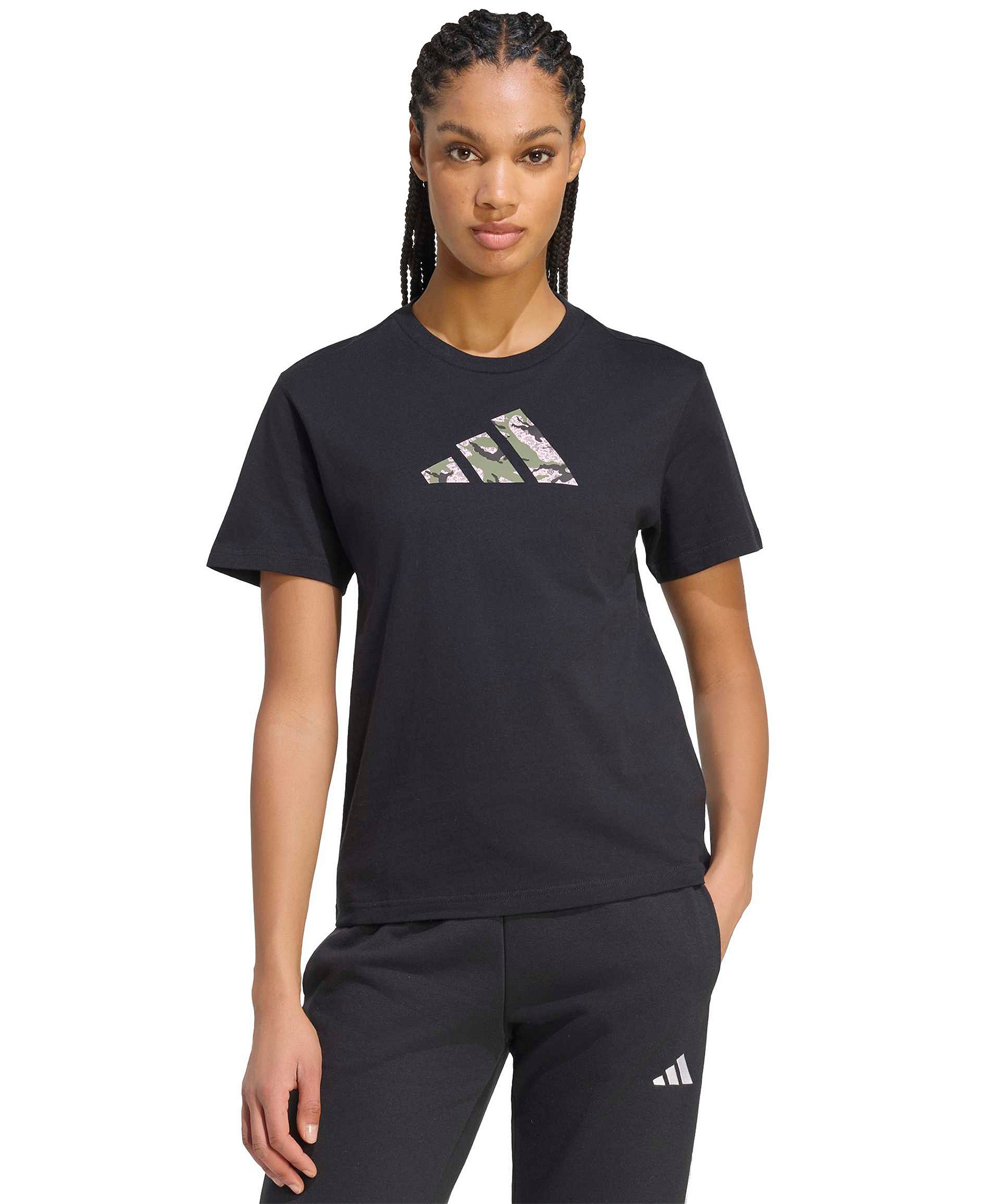 adidas Women's Camo T Camo-Print T-Shirt - Black
