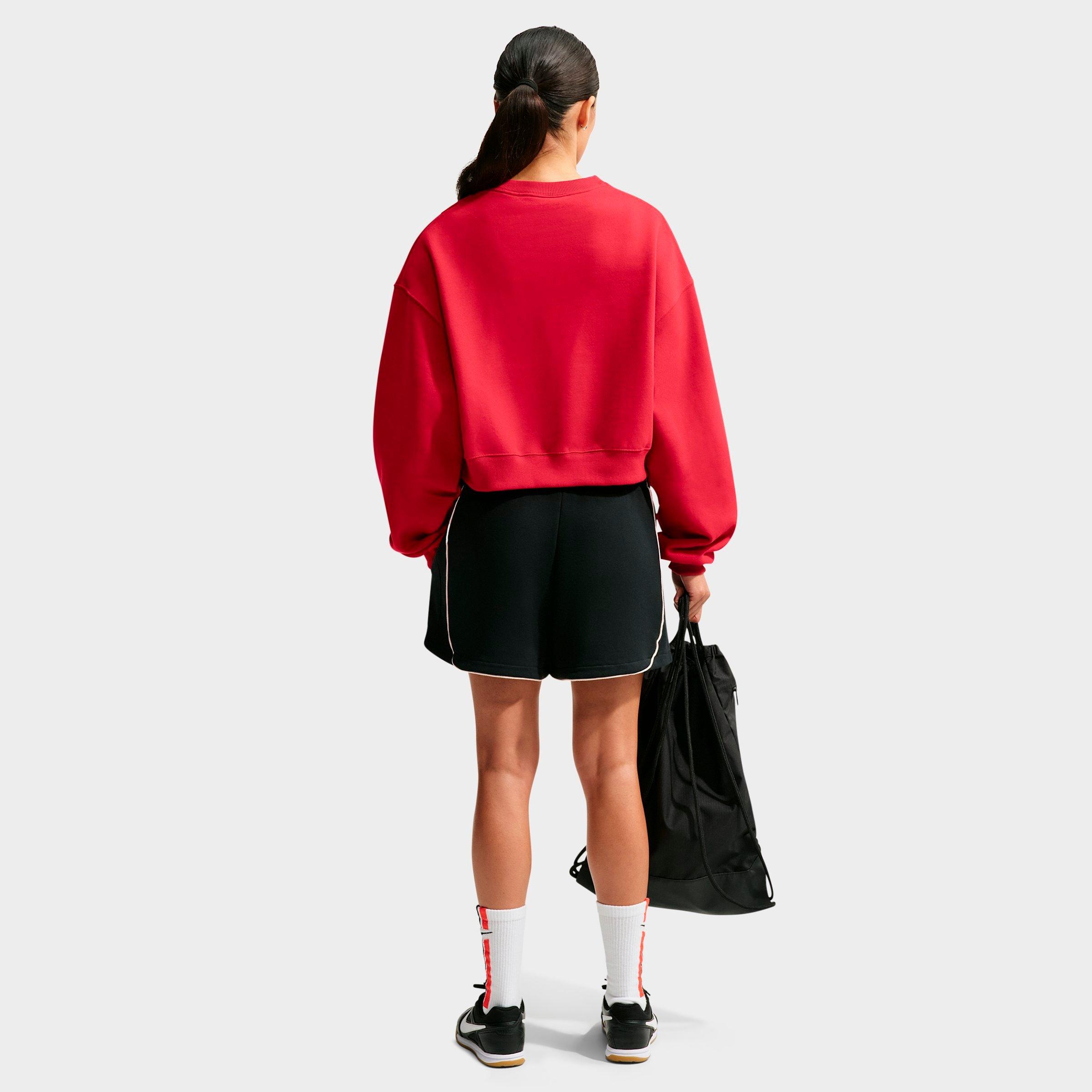 Women's Nithtke Studio Fleece Medium Weight Oversized Cropped Crewneck Sweatshirt - Tough Red/Sail