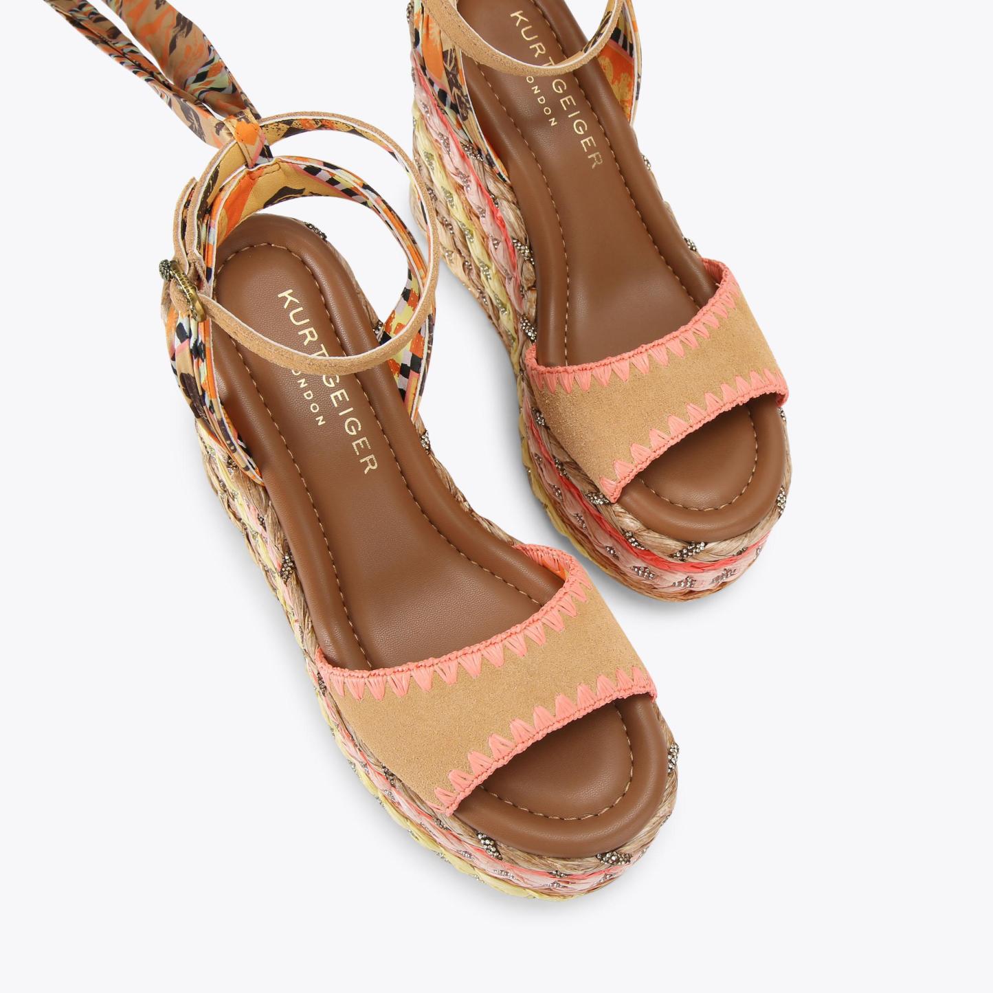 Kurt Geiger London Chelsea Scarf Wedge Heel - Yellow - view 3