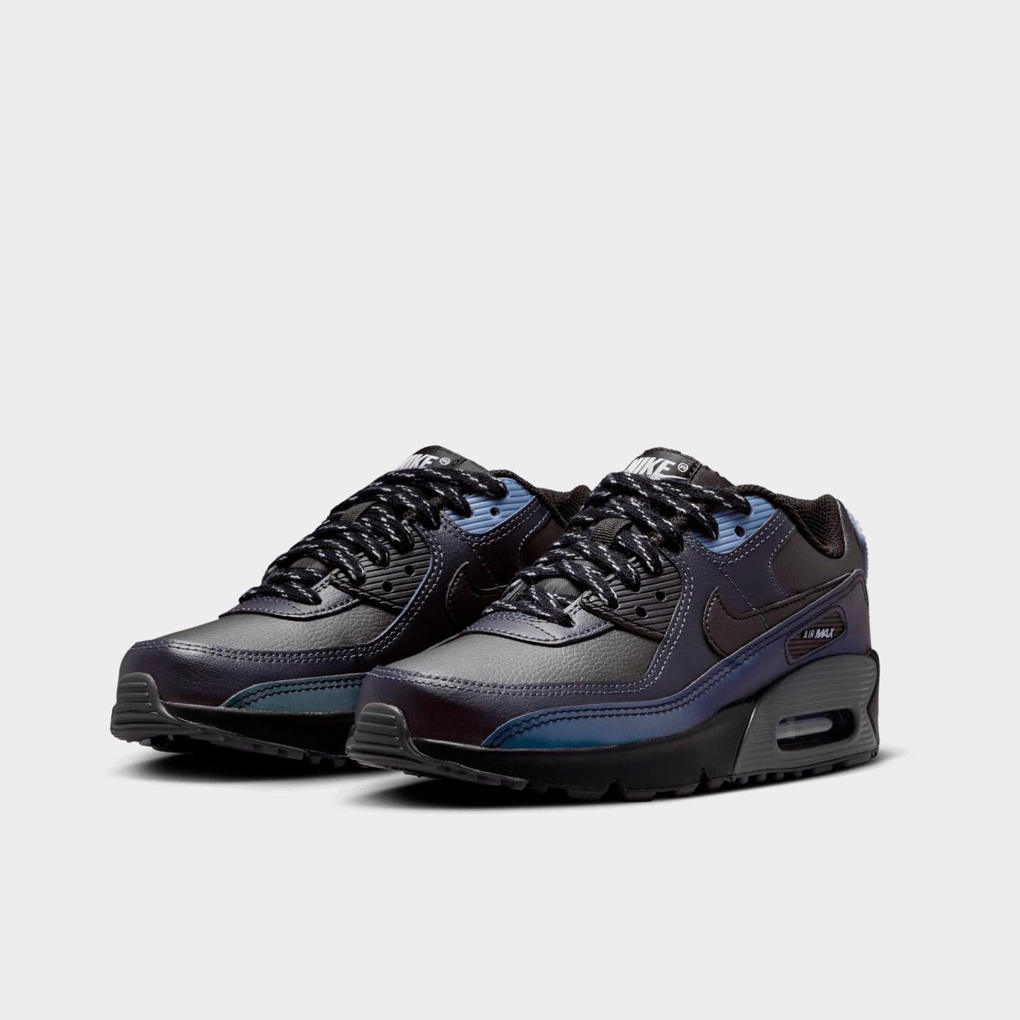 Big Kids' Nithtke Air Max 90 Casual Shoes - Black/Dark Smoke Grey/Light Carbon/Black - Both shoes facing left