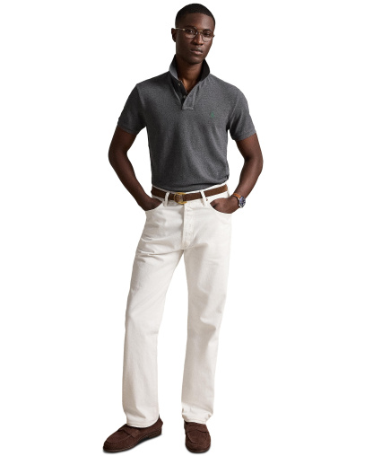 Polo Ralph Lauren Men's Custom Slim-Fit Mesh Polo Shirt - Medium Flannel Heather