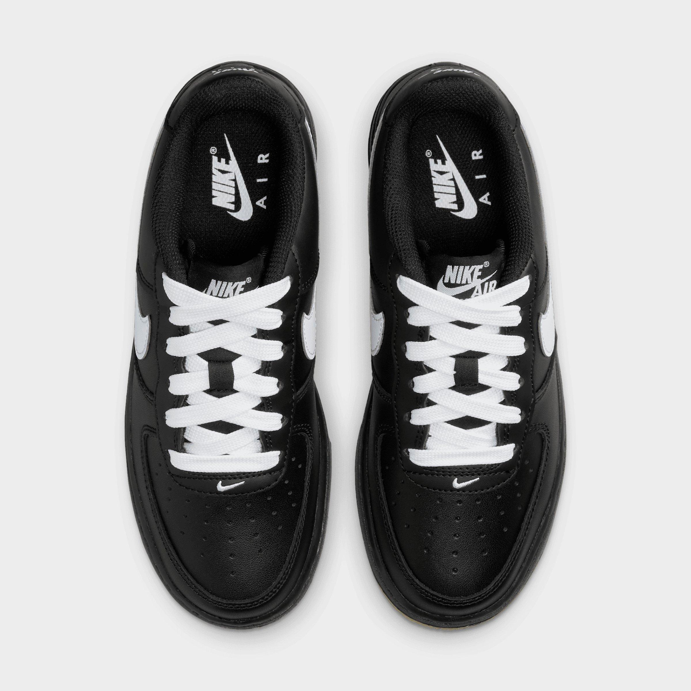 Big Kids' Nithtke Air Force 1 LV8 1 Casual Shoes - Black/Gum Light Brown/White - Top view