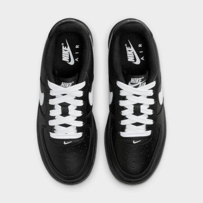 Big Kids' Nithtke Air Force 1 LV8 1 Casual Shoes - Black/Gum Light Brown/White - Top view